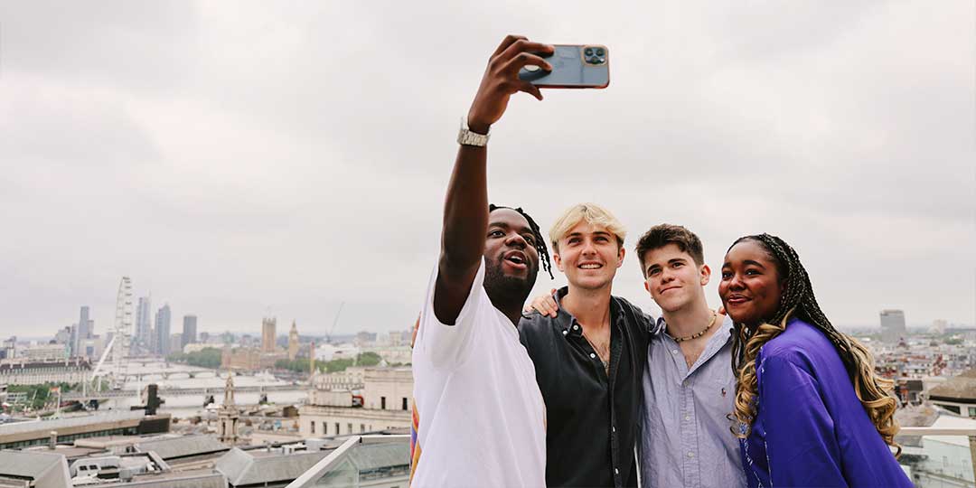 Three students taking a selfie